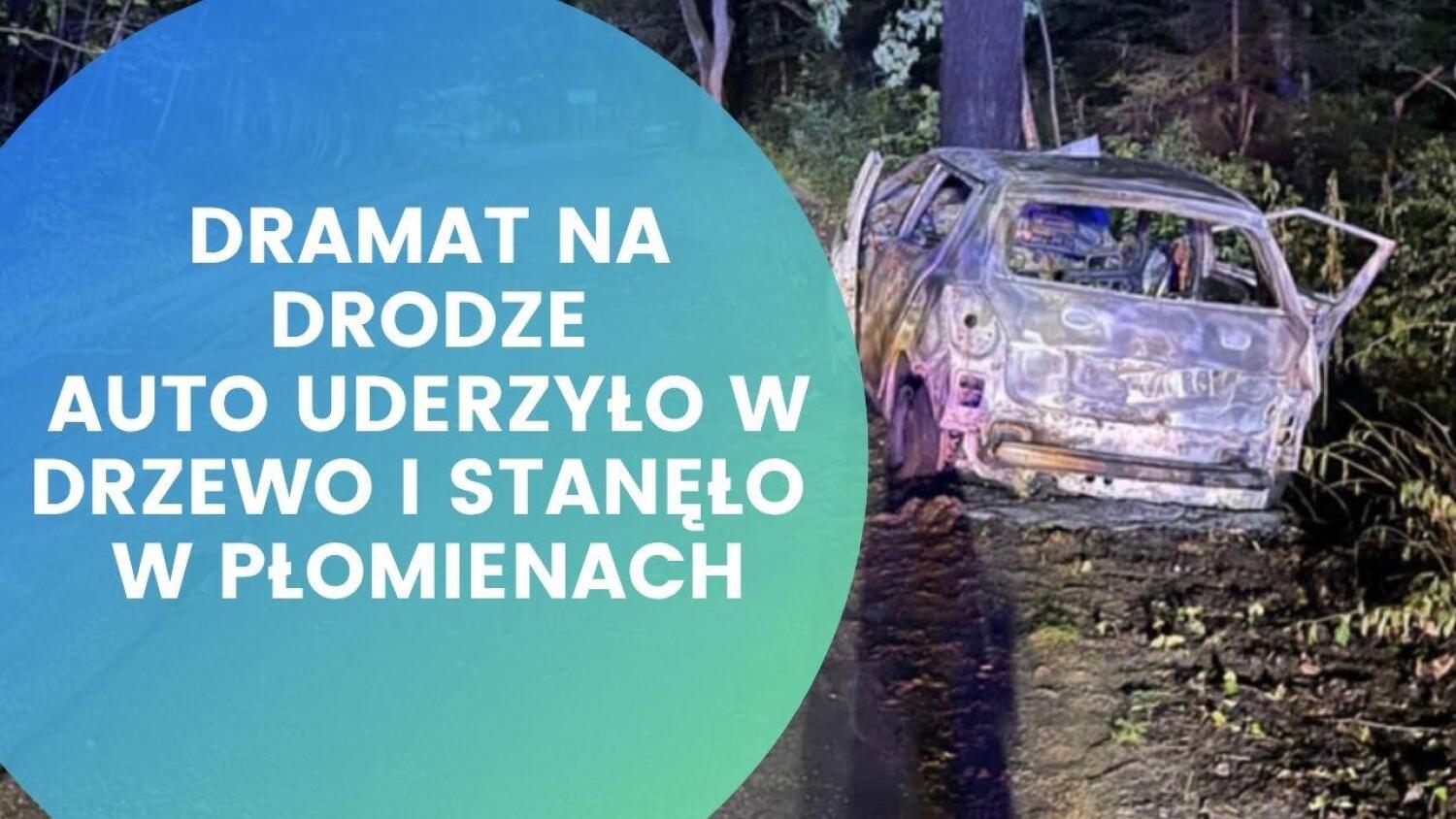 Dramat na drodze w Nowej Karczmie: auto w płomieniach, kierowcę uratował przypadkowy świadek