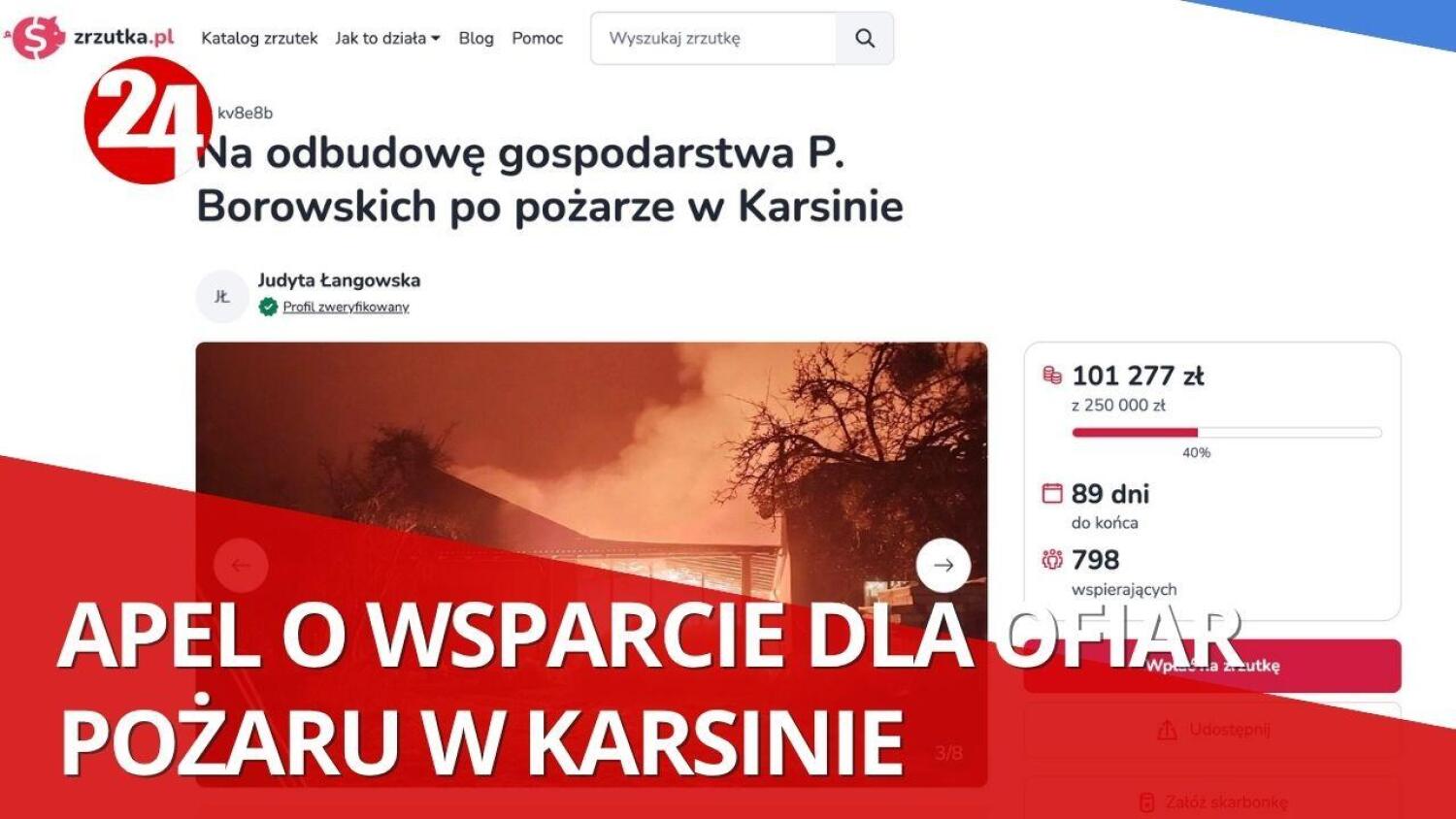 Apel o pomoc dla ofiar pożaru w Karsinie